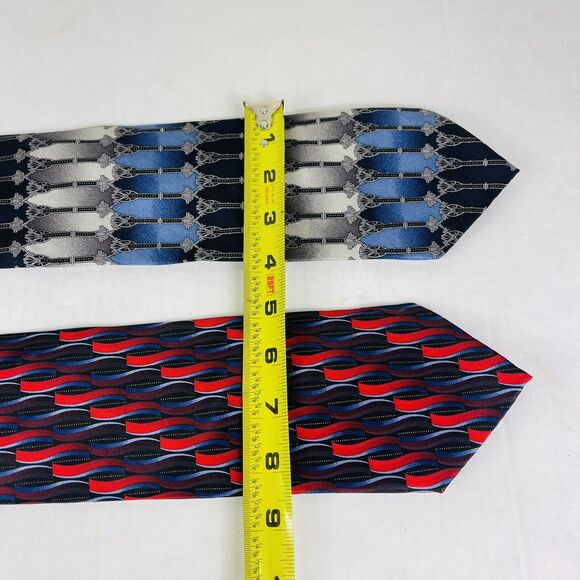 Kilburne and Finch Silk Luxury Tie Set of 2 Geometric Pattern Printed Necktie - Picture 6 of 6